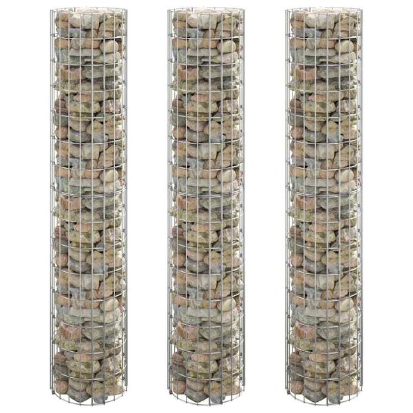 ARDEBO.de - Gabionen-Hochbeete 3 Stk. Rund Verzinkter Stahl Ø30x150 cm