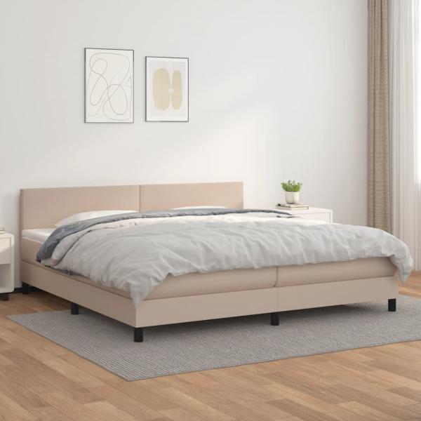 ARDEBO.de - Boxspringbett Matratze Cappuccino-Braun 200x200cm Kunstleder