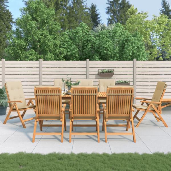 ARDEBO.de - Klappst?hle Verstellbar mit Auflagen 8 Stk. Massivholz Teak