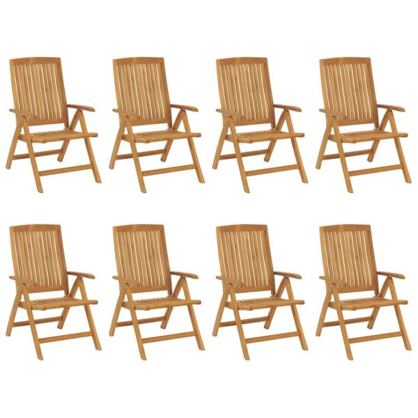 Klappst?hle Verstellbar mit Auflagen 8 Stk. Massivholz Teak