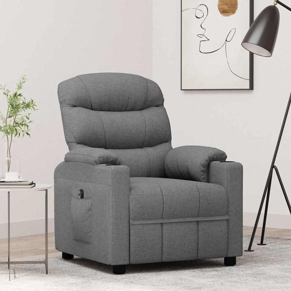 ARDEBO.de - Relaxsessel Elektrisch Hellgrau Stoff