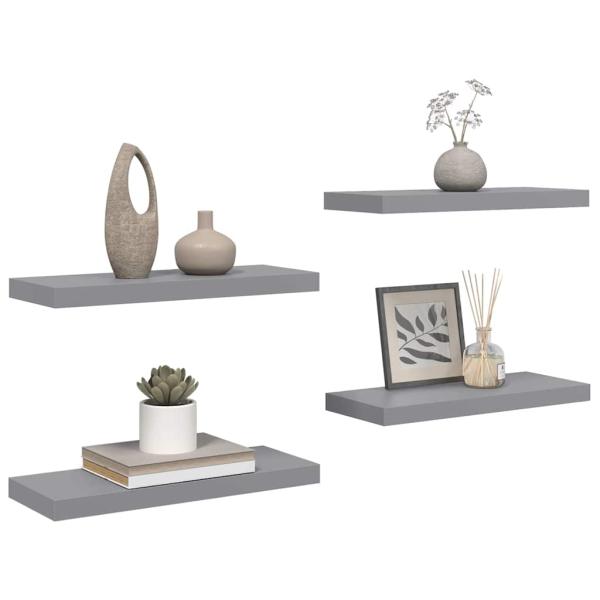 Schweberegale 4 Stk. Grau 60x23,5x3,8cm MDF