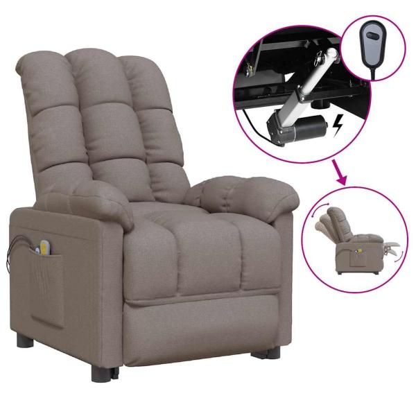 Massagesessel Elektrisch Taupe Stoff