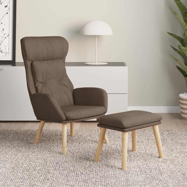 ARDEBO.de - Relaxsessel mit Hocker Taupe Stoff