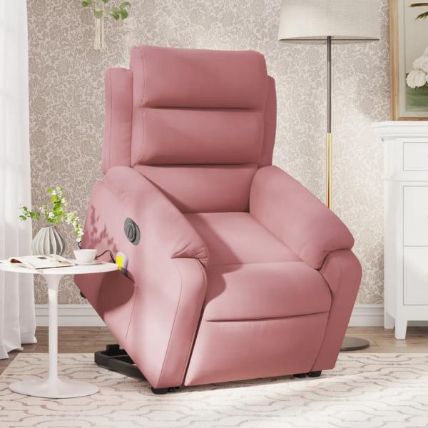 ARDEBO.de - Massagesessel mit Aufstehhilfe Elektrisch Rosa Samt