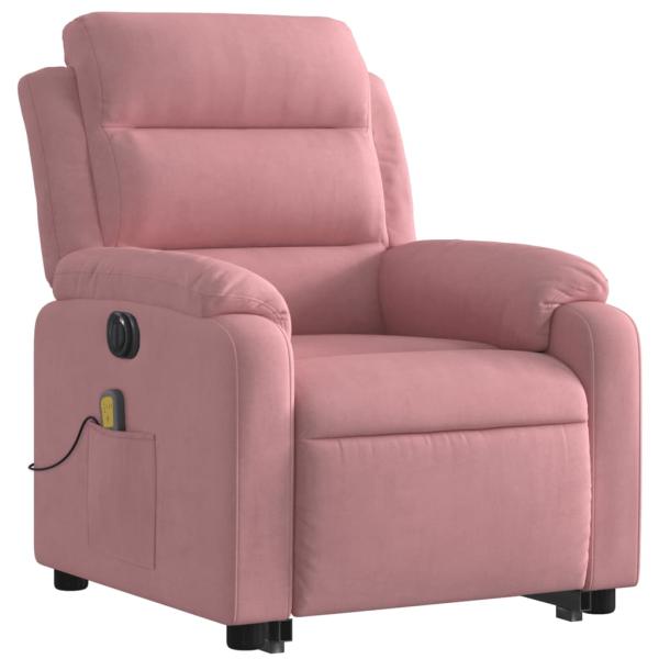 Massagesessel mit Aufstehhilfe Elektrisch Rosa Samt