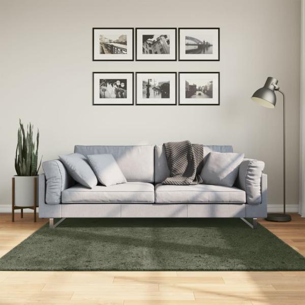 ARDEBO.de - Rug HUARTE Green 160 x 160 cm 100% Polyester Flach Waschbar