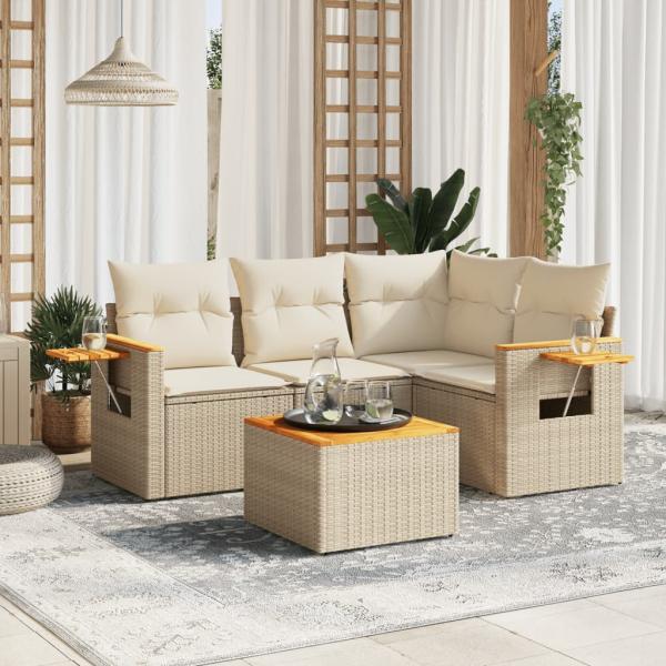 ARDEBO.de - Patio Sofa Set 5-Sitzer Beige and Cream
