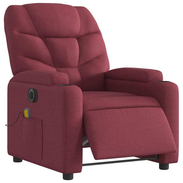 Massagesessel Elektrisch Weinrot Stoff
