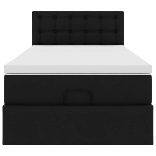 Ottoman-Bett mit Matratze Schwarz 80x200 cm Kunstleder