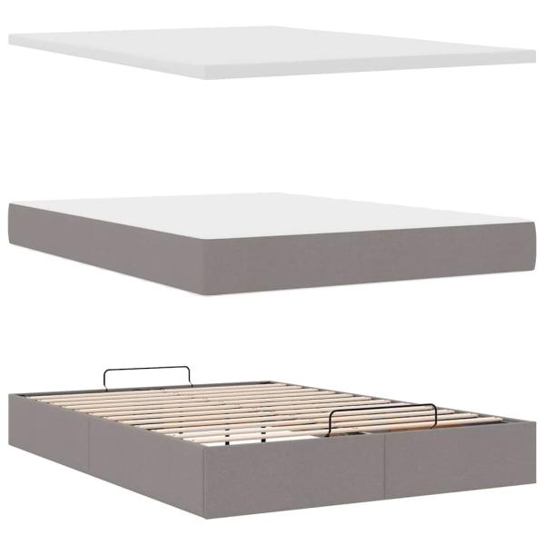 Ottoman-Bett mit Matratze Taupe 140x200 cm Stoff
