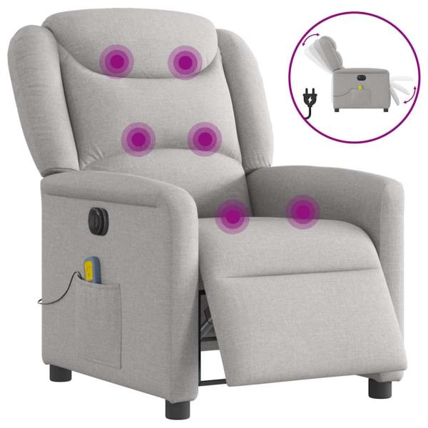 ARDEBO.de - Massagesessel Elektrisch Wolkengrau Stoff