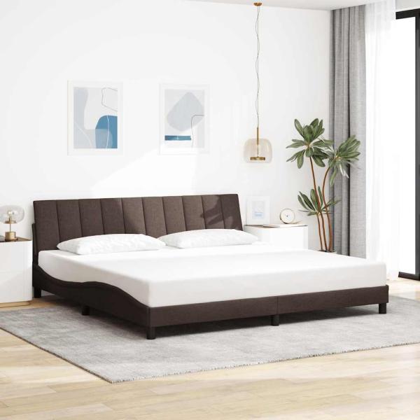 ARDEBO.de - Bettgestell ohne Matratze "Hanko" Dunkelbraun 200x200 cm Stoff
