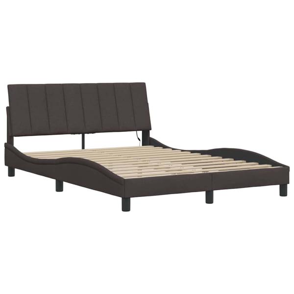 Bettgestell ohne Matratze "Hanko" Dunkelbraun 140x190 cm Stoff
