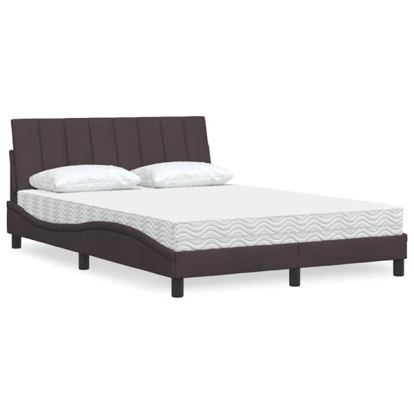 ARDEBO.de - Bett mit Matratze "Hanko" Dunkelbraun 140x190 cm Stoff