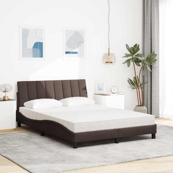 Bett mit Matratze "Hanko" Dunkelbraun 140x190 cm Stoff