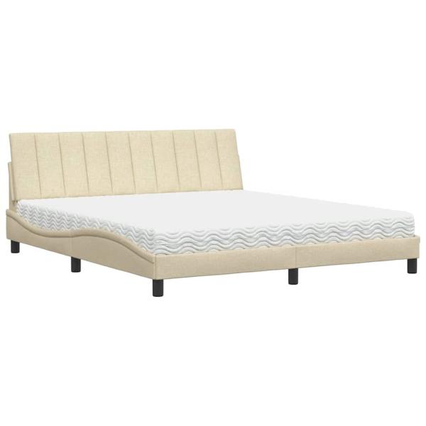 Bett mit Matratze "Hanko" Creme 180x200 cm Stoff