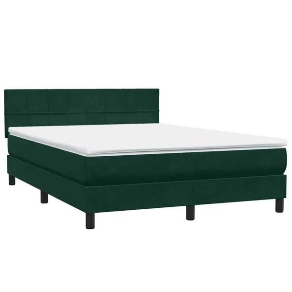 Boxspringbett mit Matratze & LED Dunkelgrün 160x220 cm Samt