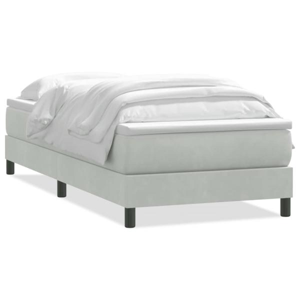 Boxspringbett mit Matratze Hellgrau 90x220 cm Samt