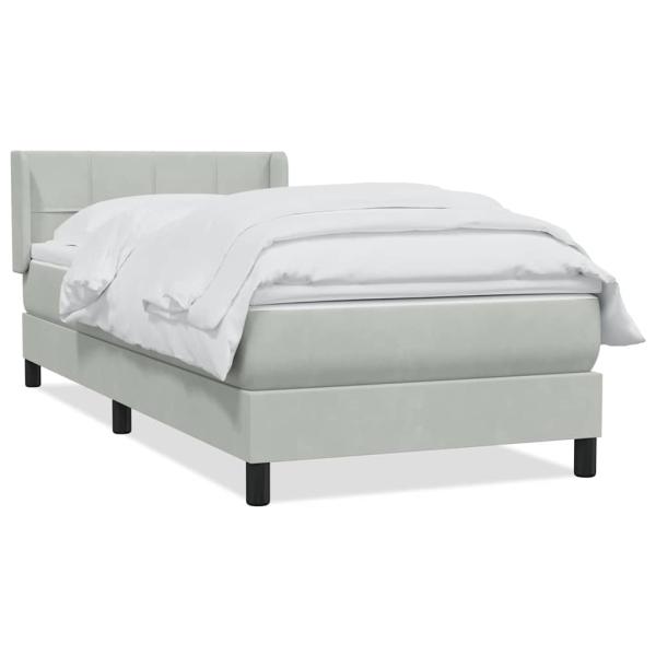 Boxspringbett mit Matratze Hellgrau 90x220 cm Samt