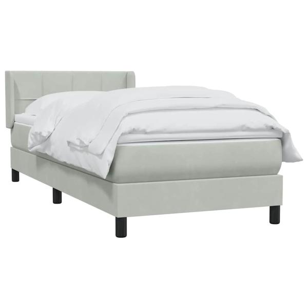 Boxspringbett mit Matratze Hellgrau 90x220 cm Samt