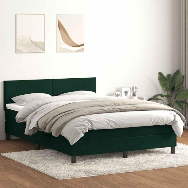 ARDEBO.de - Boxspringbett mit Matratze Dunkelgrün 160x220 cm Samt