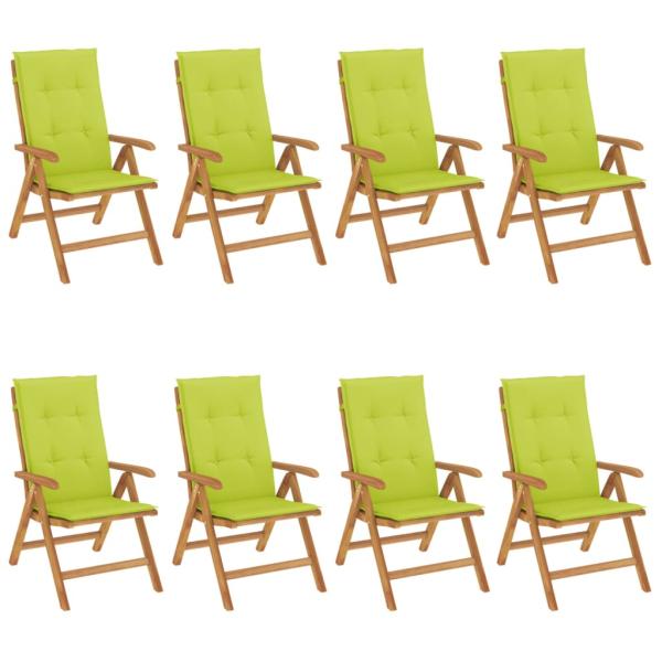 Klappst?hle Verstellbar mit Auflagen 8 Stk. Massivholz Teak