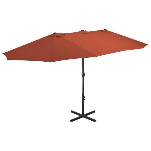 ARDEBO.de - Sonnenschirm mit Aluminium-Mast 460x270 cm Terrakotta