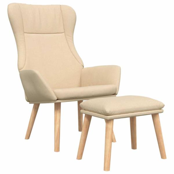 Relaxsessel mit Hocker Creme Stoff