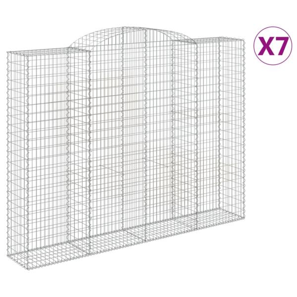 Gabionen mit Hochbogen 7 Stk. 300x50x220/240cm Verzinktes Eisen