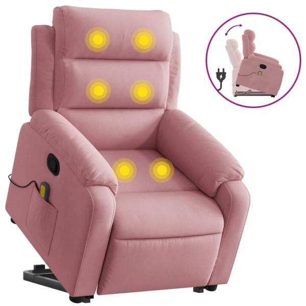 Massagesessel mit Aufstehhilfe Rosa Samt
