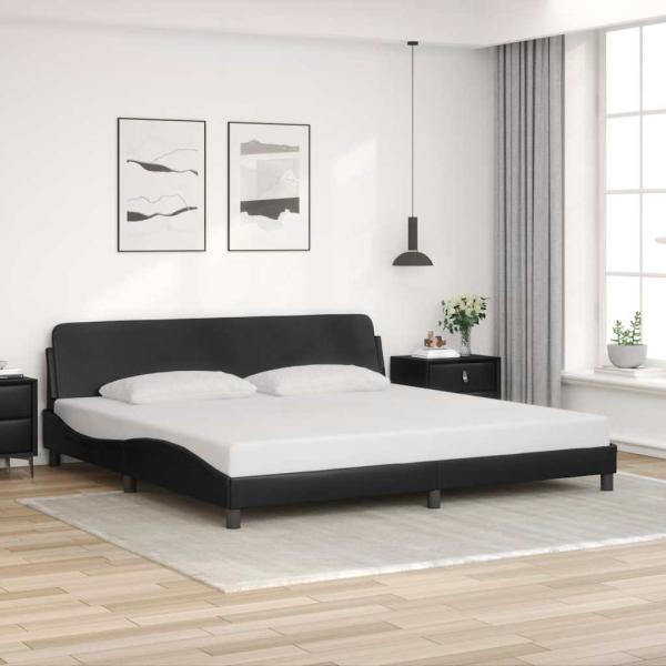 ARDEBO.de - Bettgestell "Dover" Schwarz 193x203 cm Kunstleder