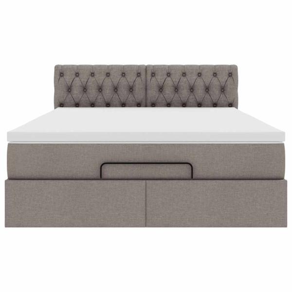 Ottoman-Bett mit Matratze Taupe 140x200 cm Stoff