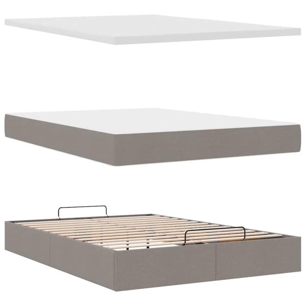 Ottoman-Bett mit Matratze Taupe 140x200 cm Stoff