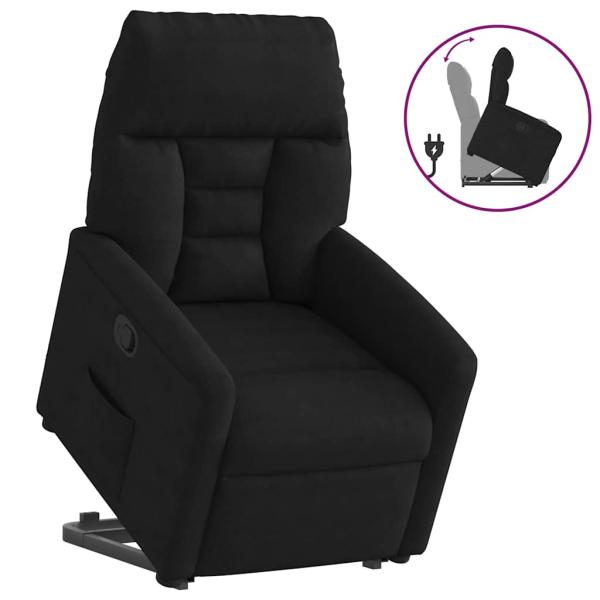 Relaxsessel mit Aufstehhilfe Schwarz Mikrofasergewebe
