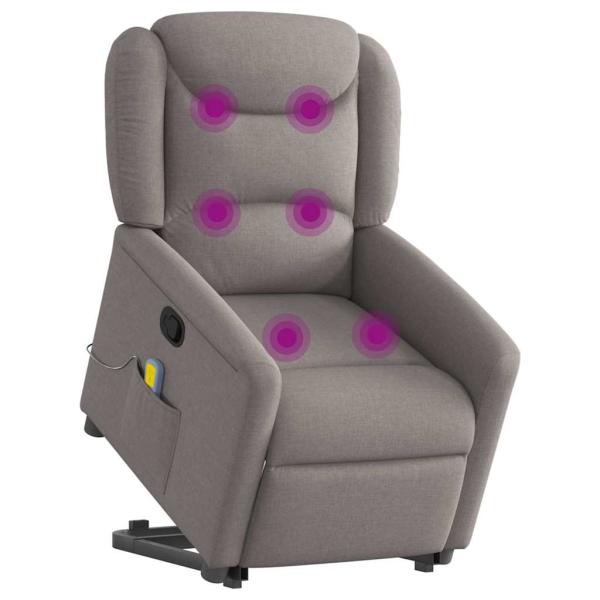 Massagesessel mit Aufstehhilfe Taupe Stoff
