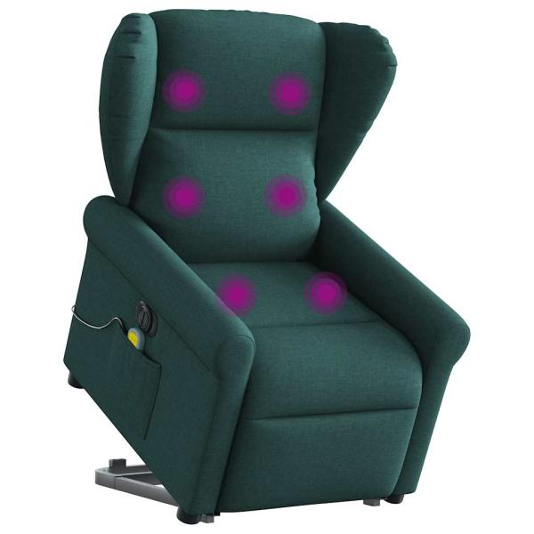 ARDEBO.de - Elektrischer Massagesessel mit Aufstehhilfe Dunkelgrün Stoff