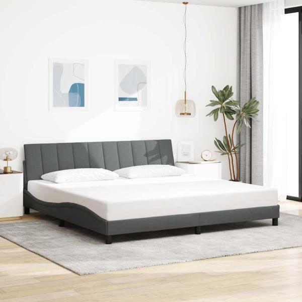 ARDEBO.de - Bettgestell ohne Matratze "Hanko" Dunkelgrau 200x200 cm Stoff