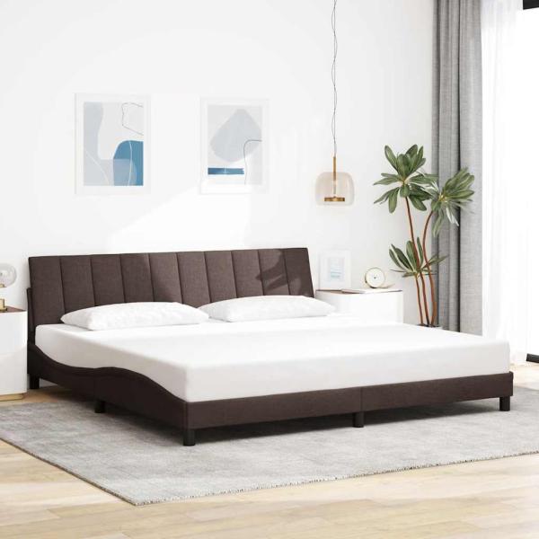 ARDEBO.de - Bettgestell ohne Matratze "Hanko" Dunkelbraun 200x200 cm Stoff