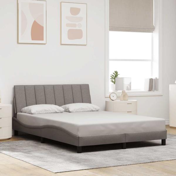 ARDEBO.de - Bettgestell ohne Matratze "Hanko" Taupe 140x190 cm Stoff
