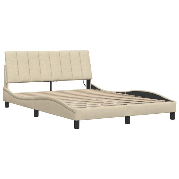 Bettgestell ohne Matratze "Hanko" Creme 140x200 cm Stoff