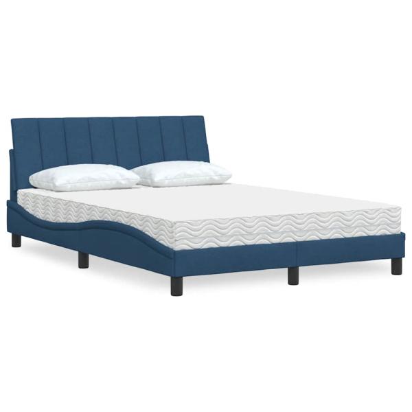 ARDEBO.de - Bett mit Matratze "Hanko" Blau 120x200 cm Stoff