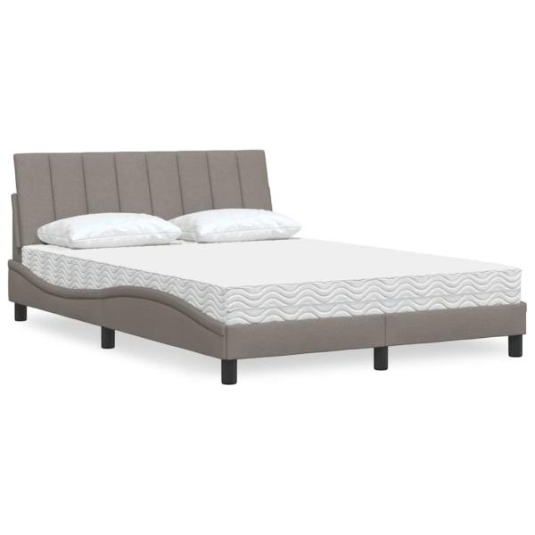 ARDEBO.de - Bett mit Matratze "Hanko" Taupe 140x190 cm Stoff