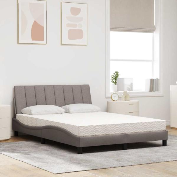 Bett mit Matratze "Hanko" Taupe 140x190 cm Stoff