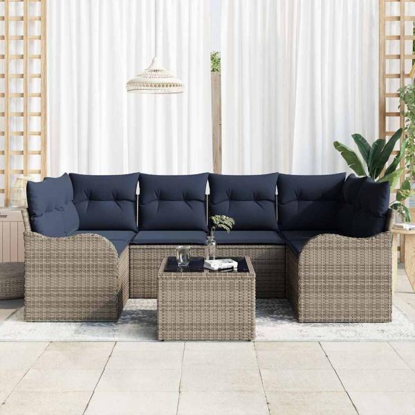 Gartensofa-set Grau 55 x 55 x 37 cm Poly-Rattan