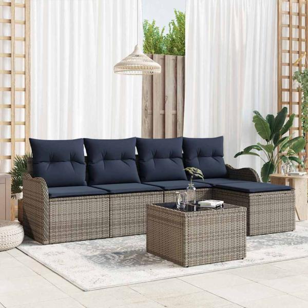 ARDEBO.de - Gartensofa-set Grau Poly-Rattan