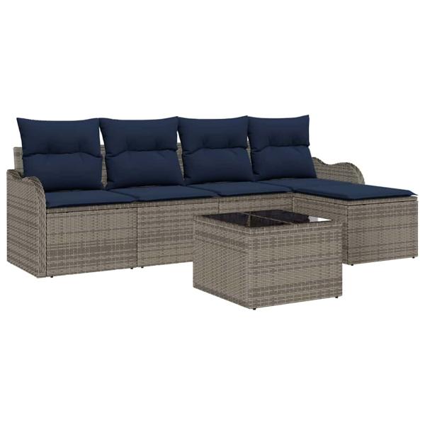 Gartensofa-set Grau Poly-Rattan