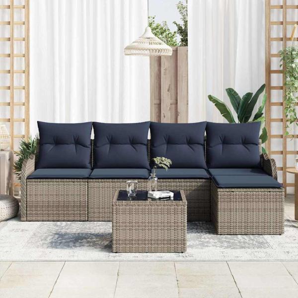 Gartensofa-set Grau Poly-Rattan