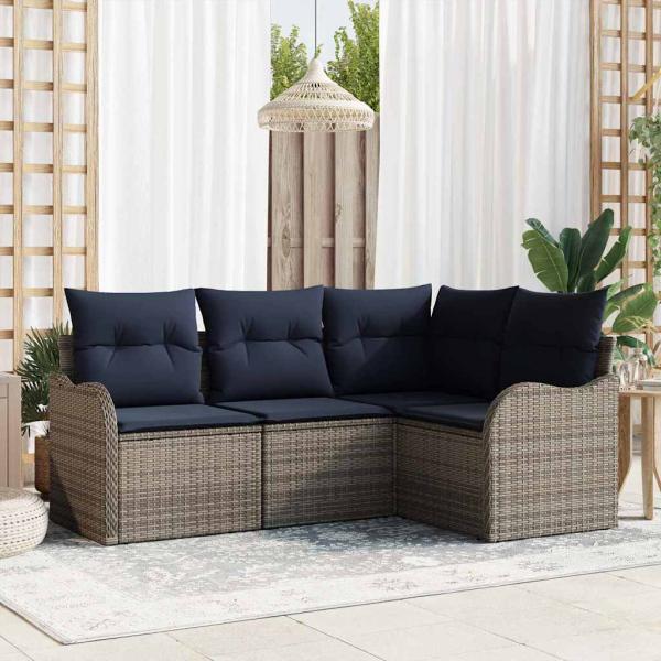ARDEBO.de - Gartensofa-set Grau Poly-Rattan