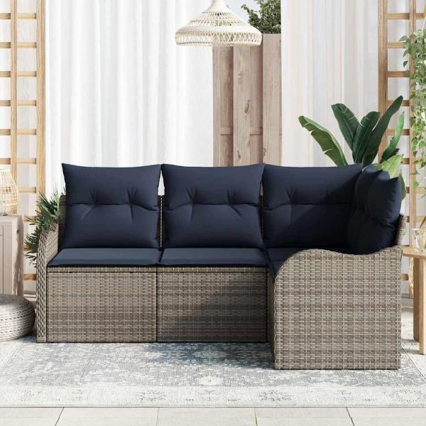 Gartensofa-set Grau Poly-Rattan